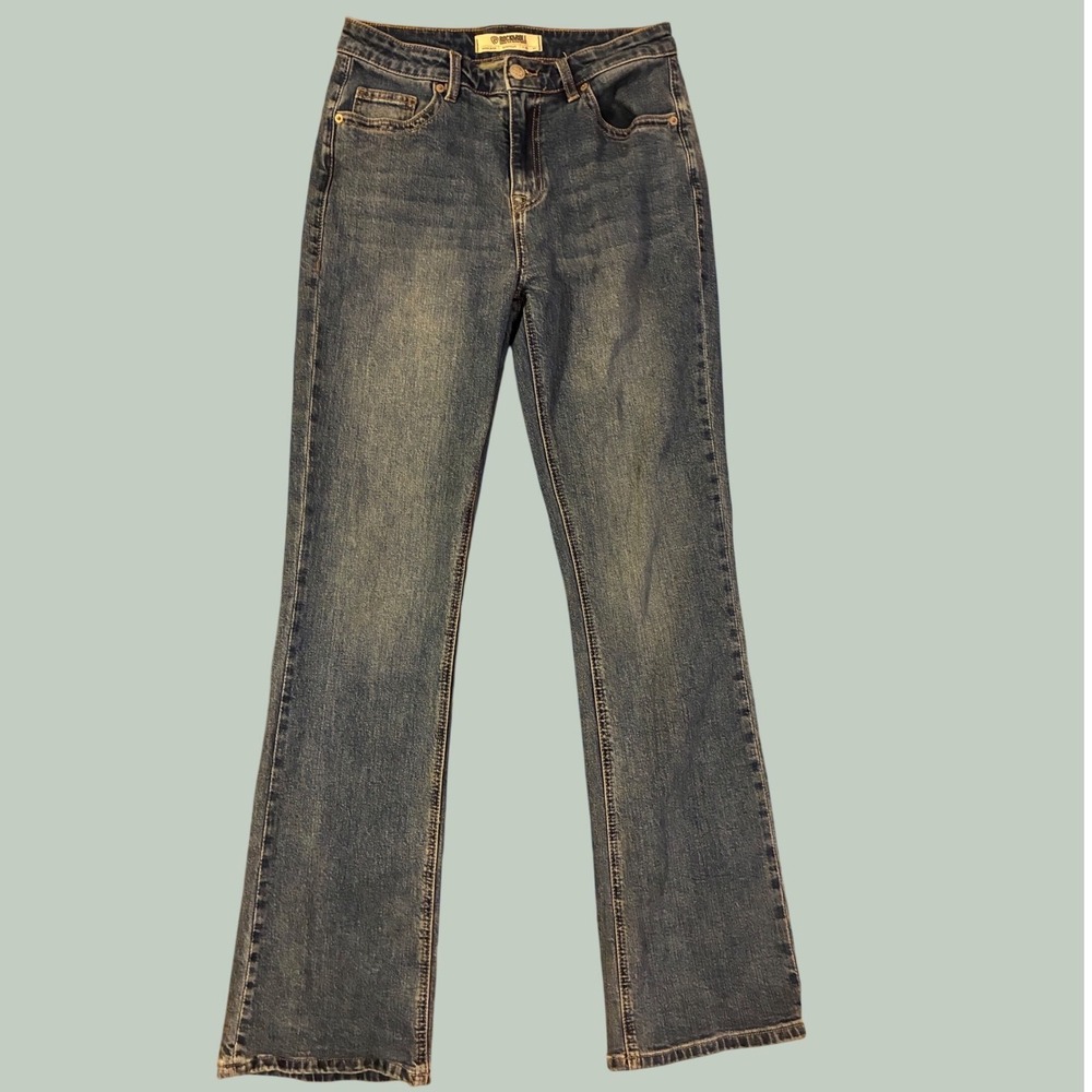 Rock & Roll Denim High Rise Bootcut Jeans Medium Wash Western Flare W28 L34